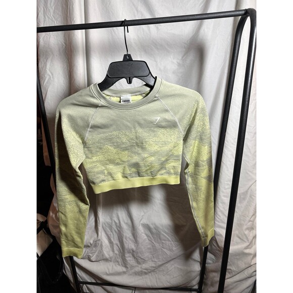 Gymshark Adapt Green Grey Ombre Women’s Crop Top - Picture 2 of 5